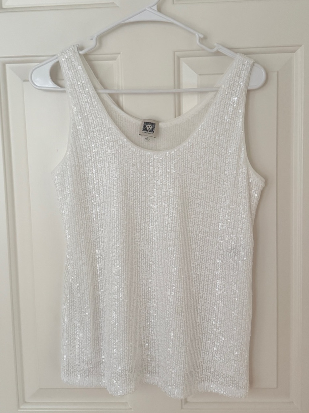 Anne Klein White Sequin Summer Tank Top
